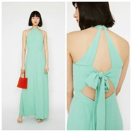 Halter Neck Maxi Dress- Mint Green