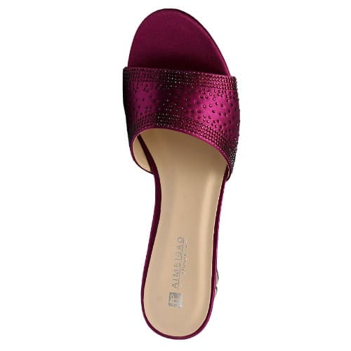 Fiona Satin Slipper With Studs - Purple