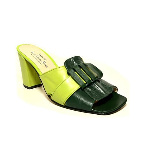 Ladies Leather Slippers - Green