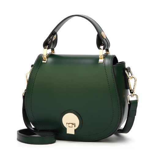 Unbranded Round Leather Handbag - Green