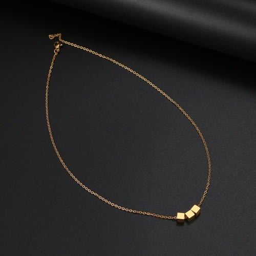 3 Square Stainless Steel Pendant Necklace - Gold