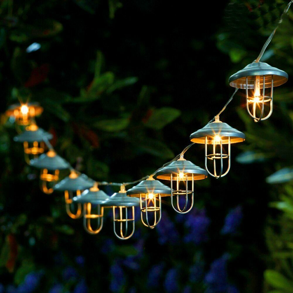 LED String Lights Retro Lampshade String Fairy Lights Battery Operated Wrought Iron Rose Gold Holiday Lighting For Cafe Party--5M 20LED--220V