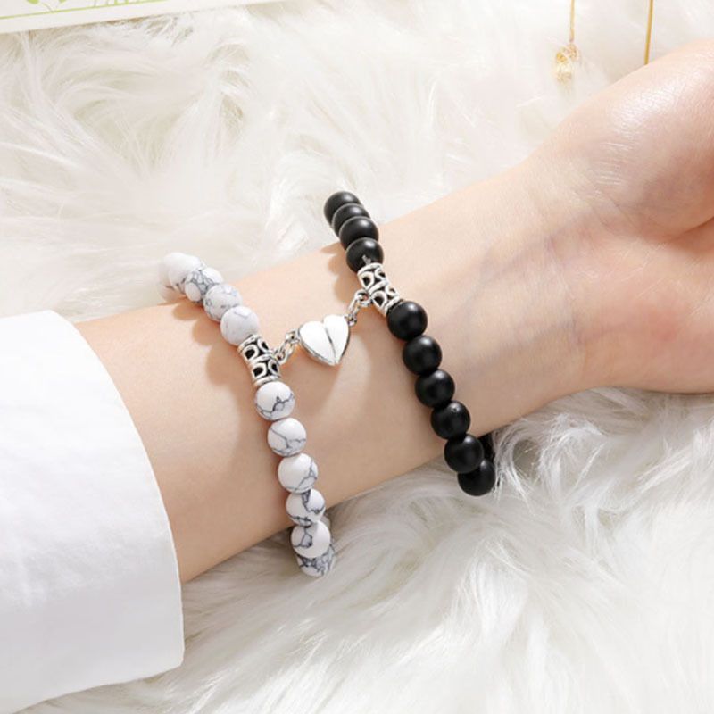 2Pcs/Set Couple Magnetic Pearl Bracelets For Best Friends Lovers Valentines CP003