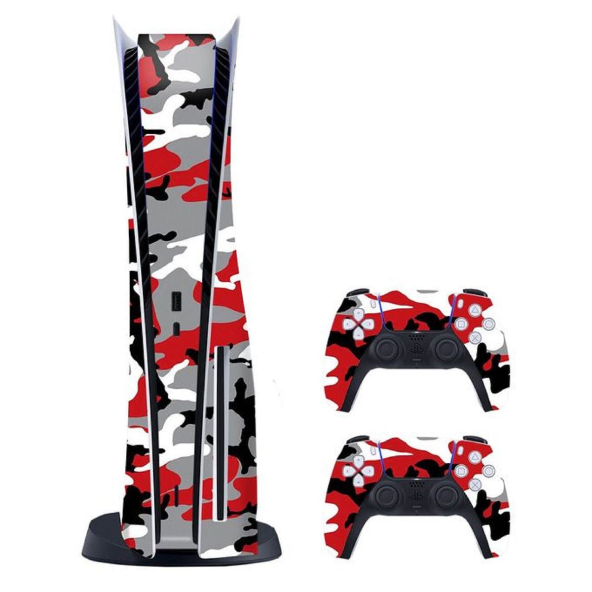 PS5 Anti-Scratch/Dust Full Body Sticker+ 2 Handle Sticker-Red Camo