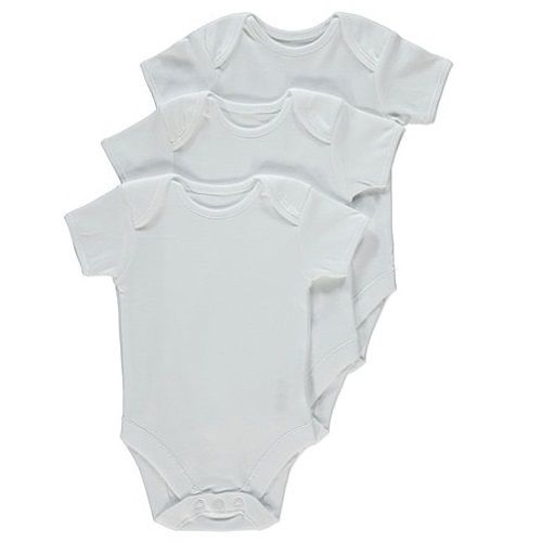 Unisex 3 Pack Short Sleeve Baby Bodysuits - White