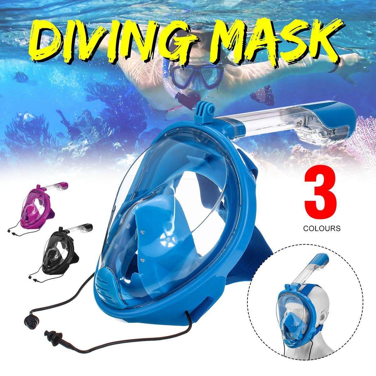 2019 New Underwater Scuba Anti Fog Full Face Diving Snorkeling Set Respiratory Masks Safe And Waterproof S/M & L/XL Blue L / XL