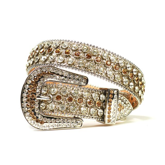 Fashion Strap Diamond Belt Western Crystal Studded Belt Cowgirl Cowboy Rhinestone Belt For Women Men Jean Cinto De Strass(#Gold)