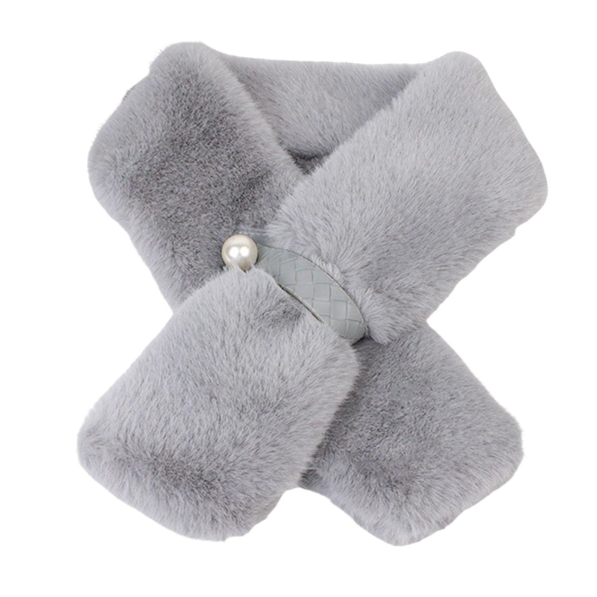 Furry Scarf Wrap Winter Thickened Double-sided Faux Mink Fur Scarf Wrap Grey