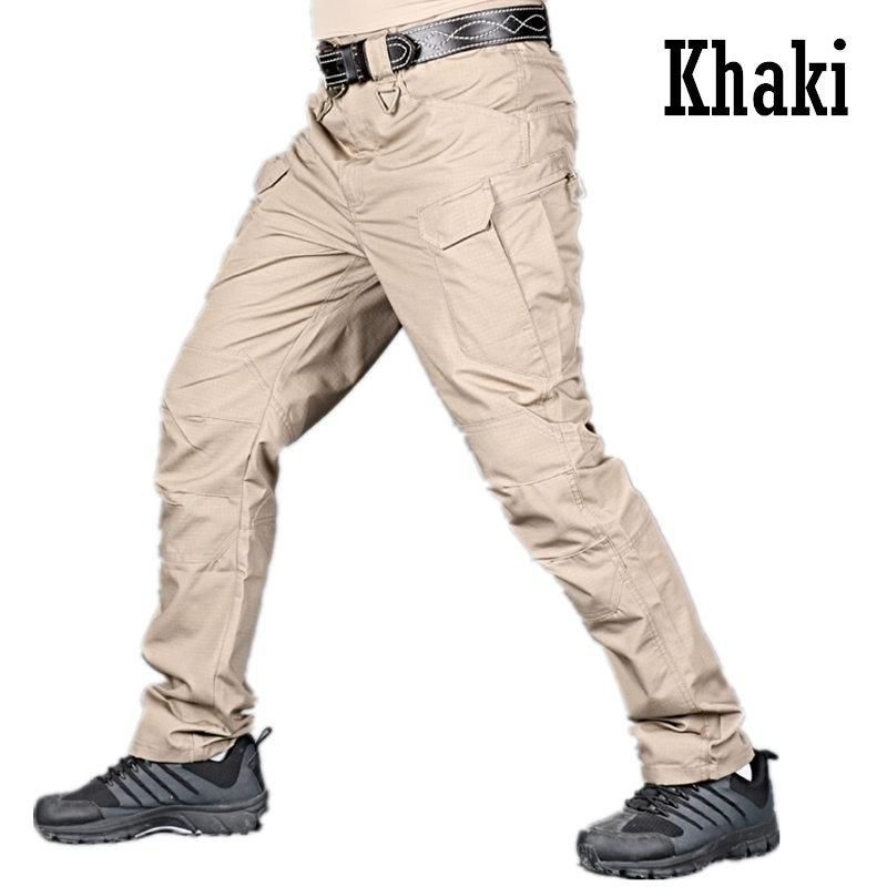 Cargo Pants Men Combat Military Pants Many Pockets Stretch Flexible Man Casual Trousers Khaki