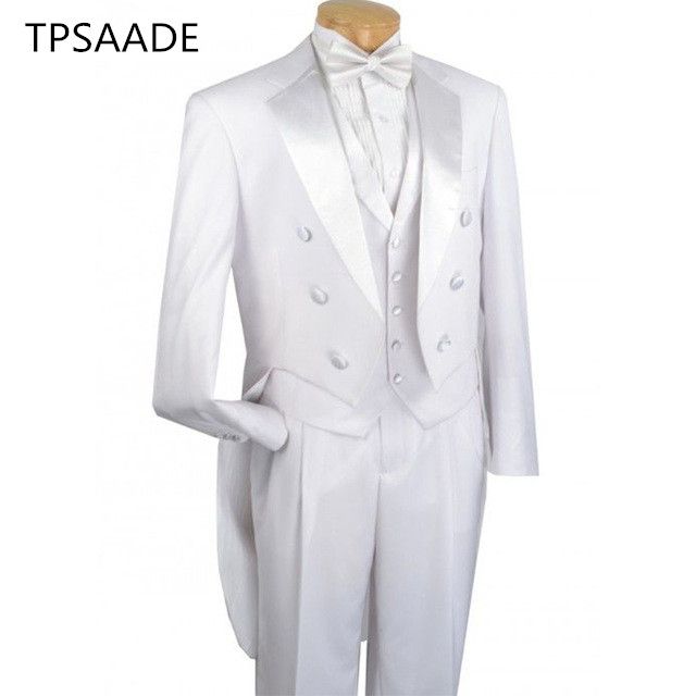 Aristocratic Gentleman Custom Tuxedo Groom Men's Classic Slim Fit Dress Prom Dinner Suit White