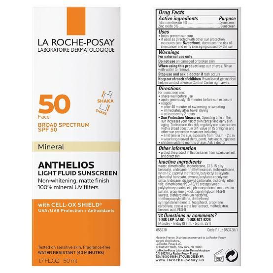ANTHELIOS MINERAL SUNSCREEN FOR FACE SPF 50