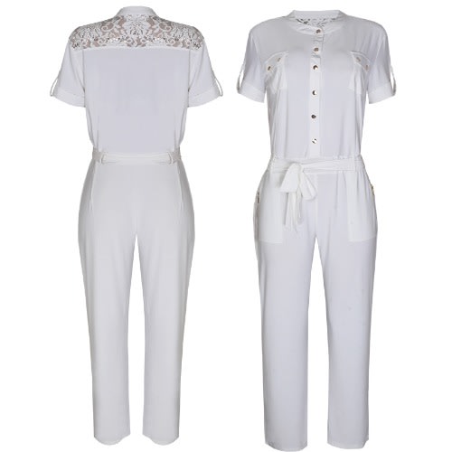 Lace Embellished Jumpsuit - White