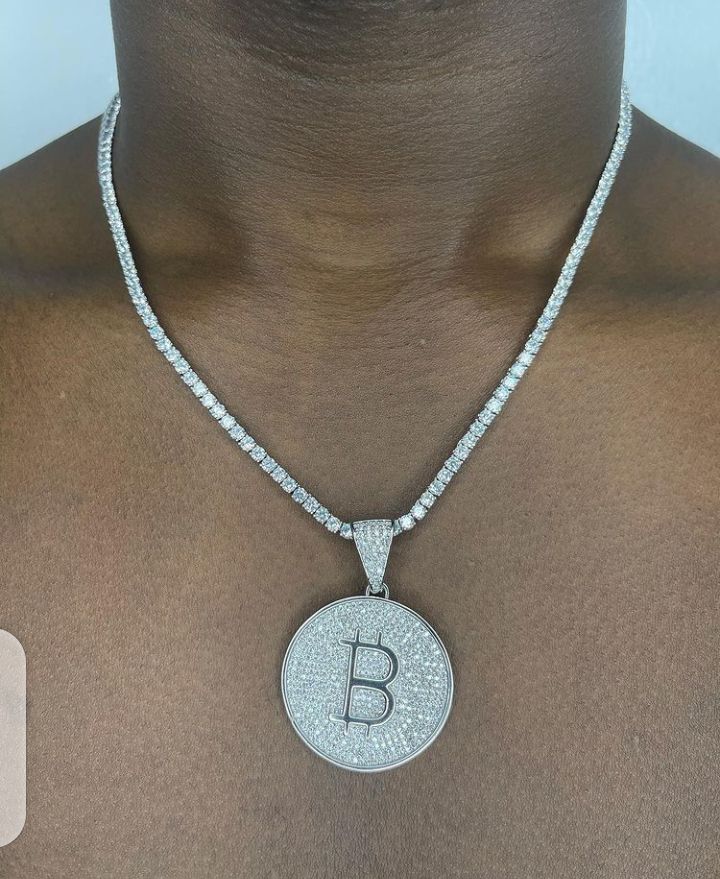 Iced 2 In 1 Set Of Tennis Cuban Chain With Pendant Silver
