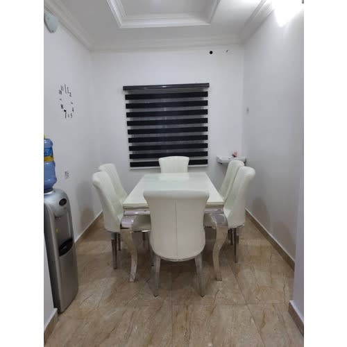 Marble Holiz White  Dining Set Furniture + 6 Dinning Chairs