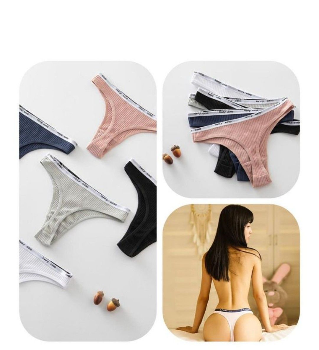 Sexy Thong Cotton G-String 4pieces