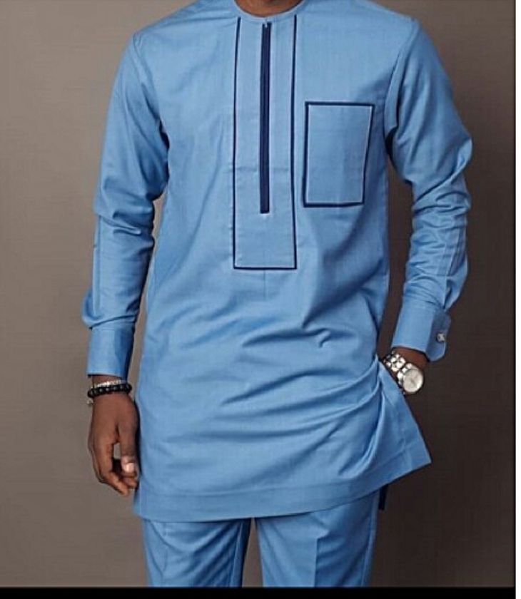 Men Native Dress - Royal Blue Men Native Wear