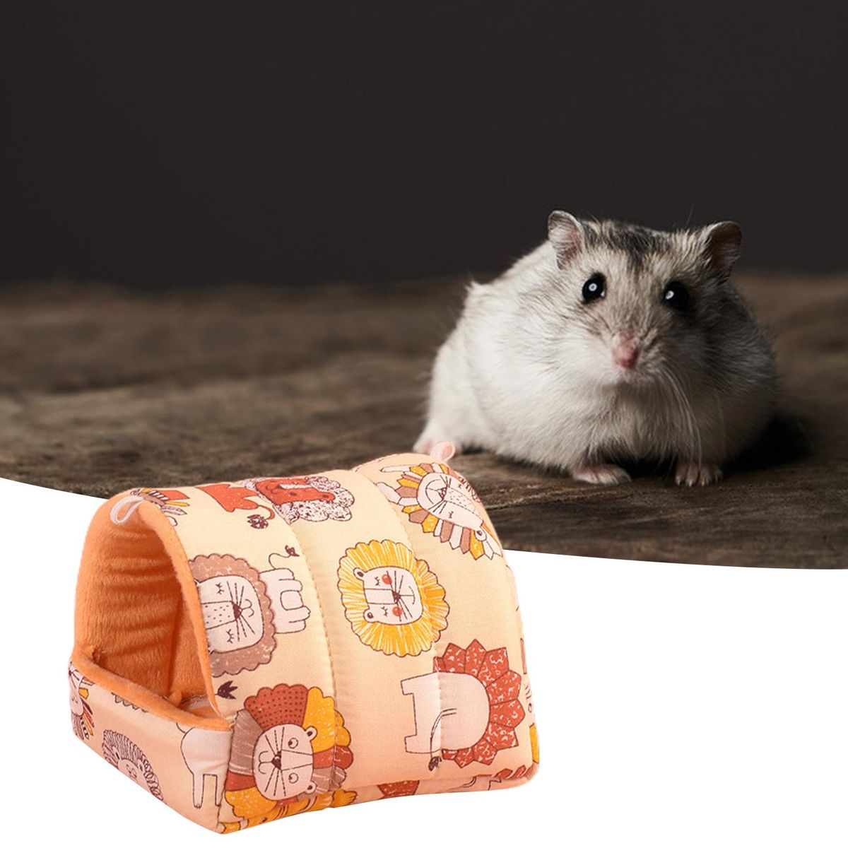 Small Pet Kennel Elephant Pattern Hamster Bed Khaki