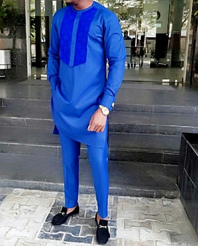 Men Native Dress - Blue Men Native Wear