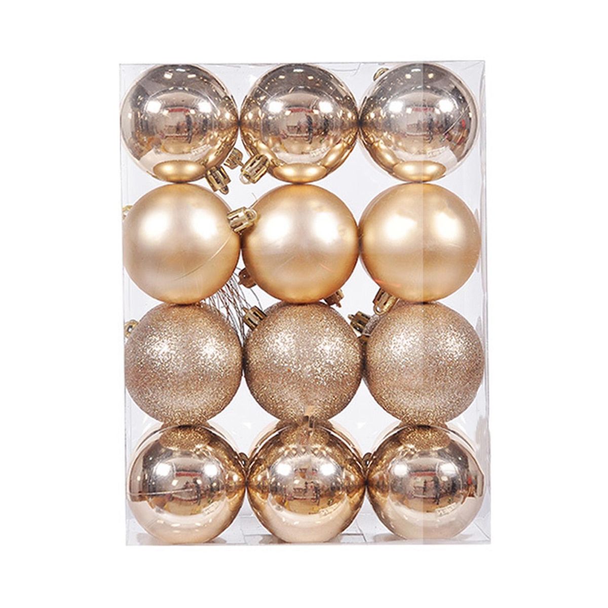 24Pcs Xmas Tree Pendants Xmas Tree Hanging Shiny Balls Photography Prop Champaign Gold