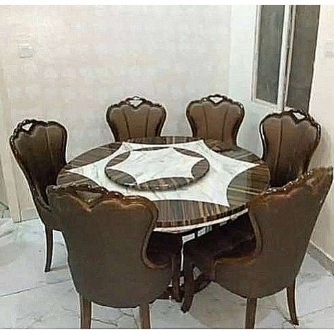 Marble Bronlynx Dining Set + 6 Dinning Chairs