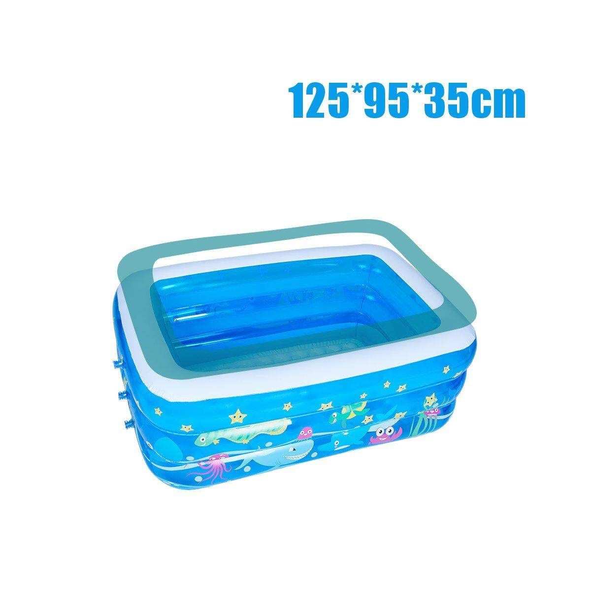 Inflatable Swimming Pool Family Kids Baby Large Water Play Center Outdoor Fun-125x95x35cm Blue