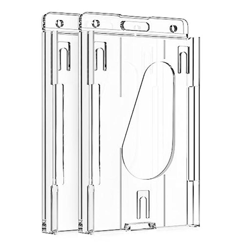2PCS Vertical Hard Plastic Badge Holder with Thumb Slot
