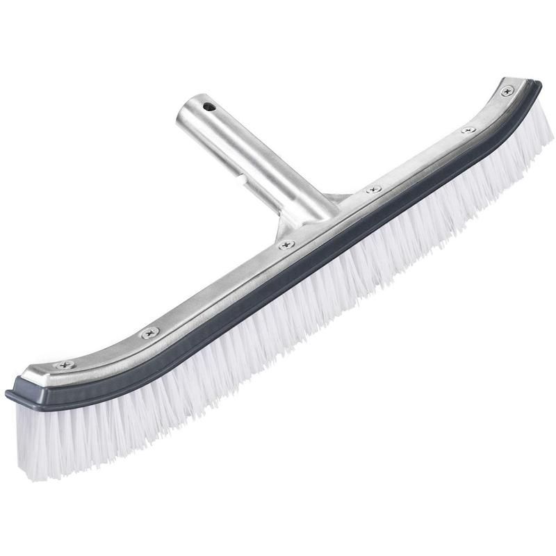 Swimming Pool Brush Head, 18-Inch Polished Aluminum Brush