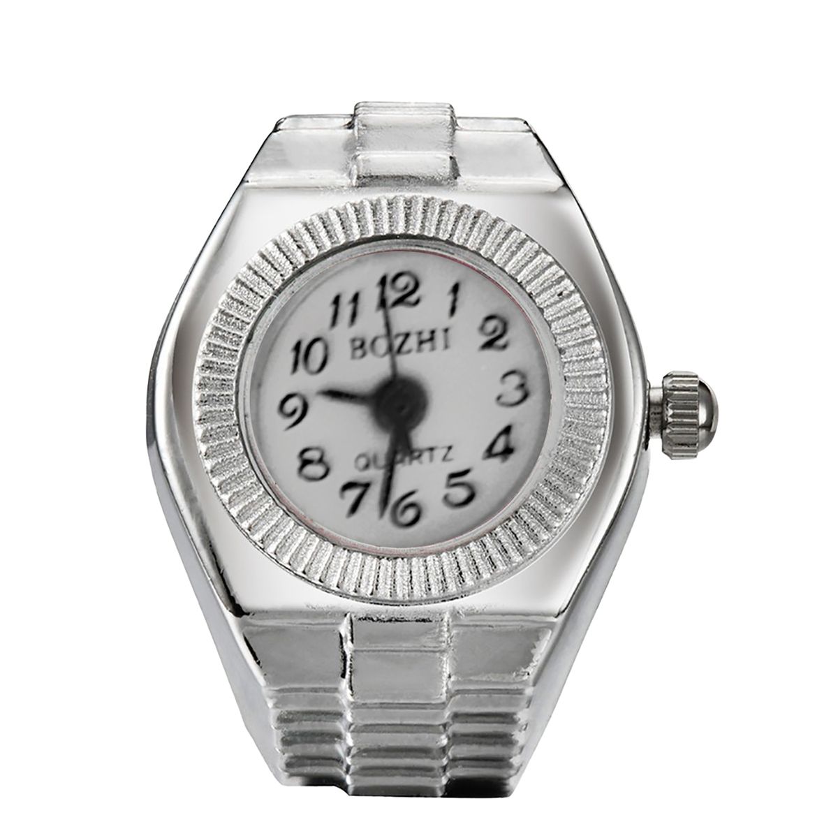 Ring Round Dial Stretchy Watch Ring White