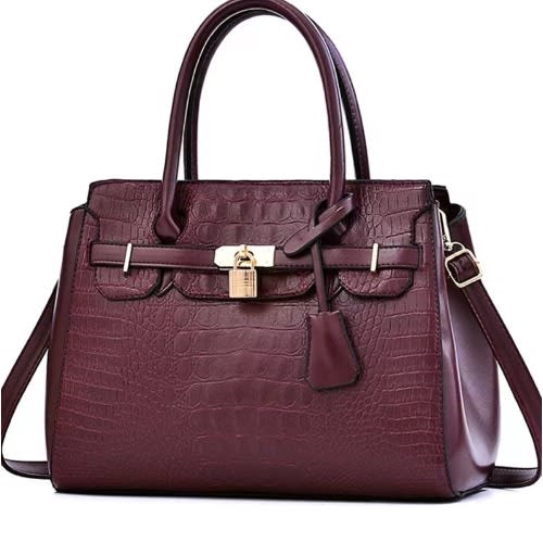 Ladies Caramel Handbag - Wine