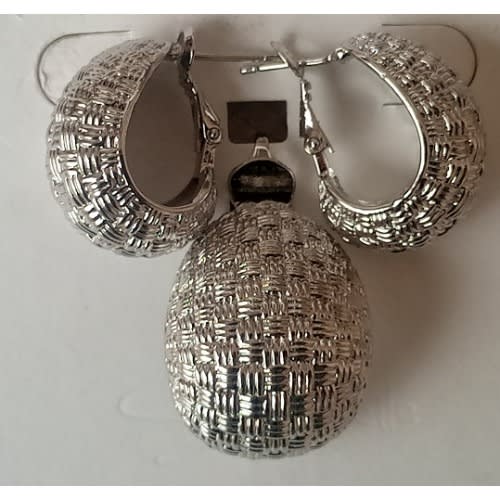 Ladies Earrings And Pendant - Silver