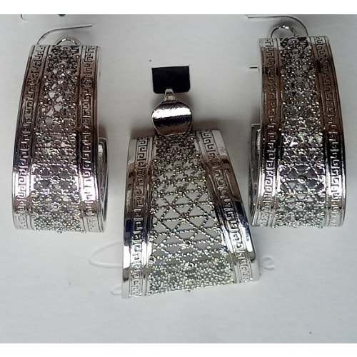 Earring And Pendant Set For Ladies -Silver