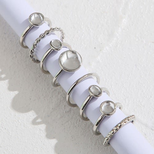 Knuckle Ring Set - 8Pcs - Silver