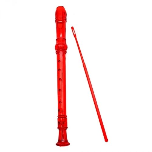Transparent Descant Flute Recorder With Fingering Chart - Red