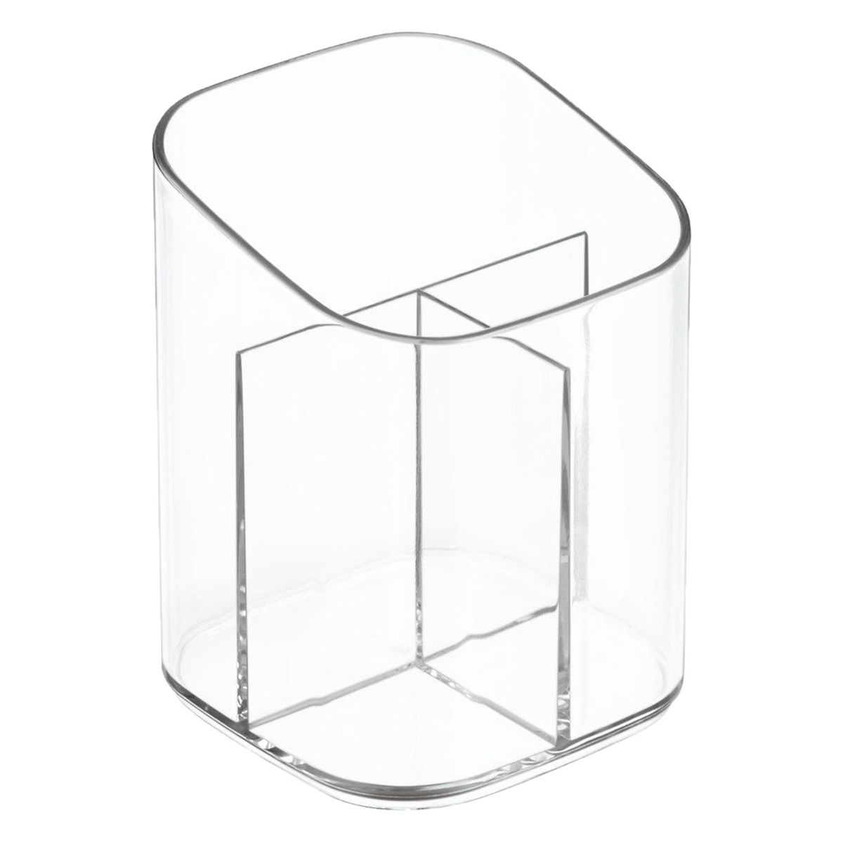Transparent Divided Desktop Pen Holder Pencil Cup  Organizer