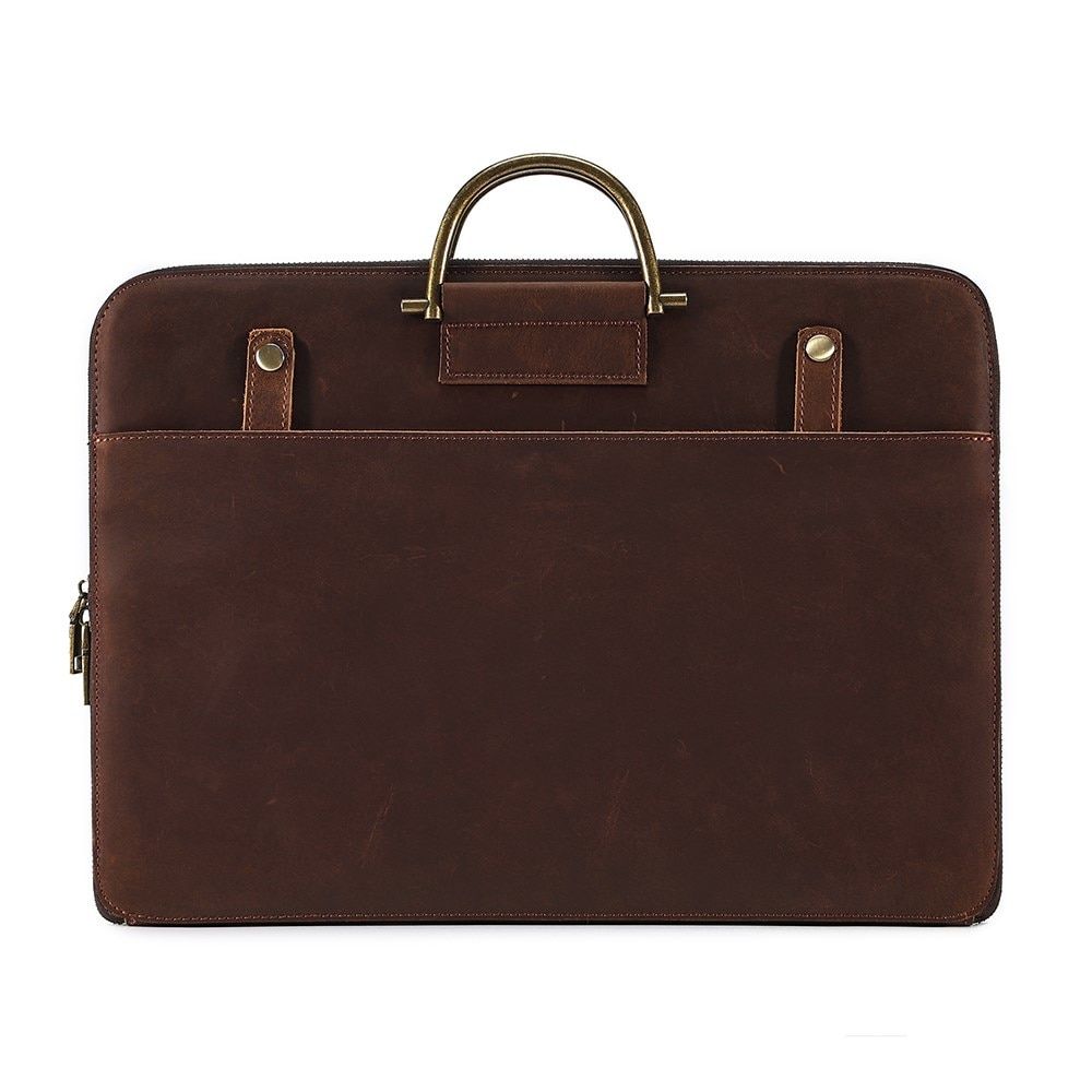 Genuine Leather Men's Business Office Briefcase 15.6