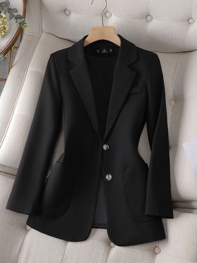 （Black B）Women Ladies Autumn Winter Outwear B Green Black Beige Female Long