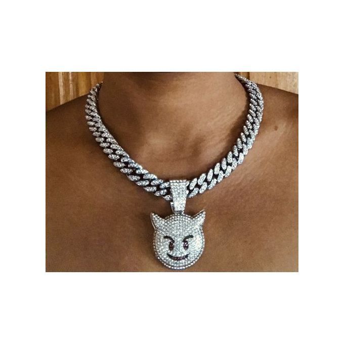 Cuban Link Chain With Iced Clown Pendant