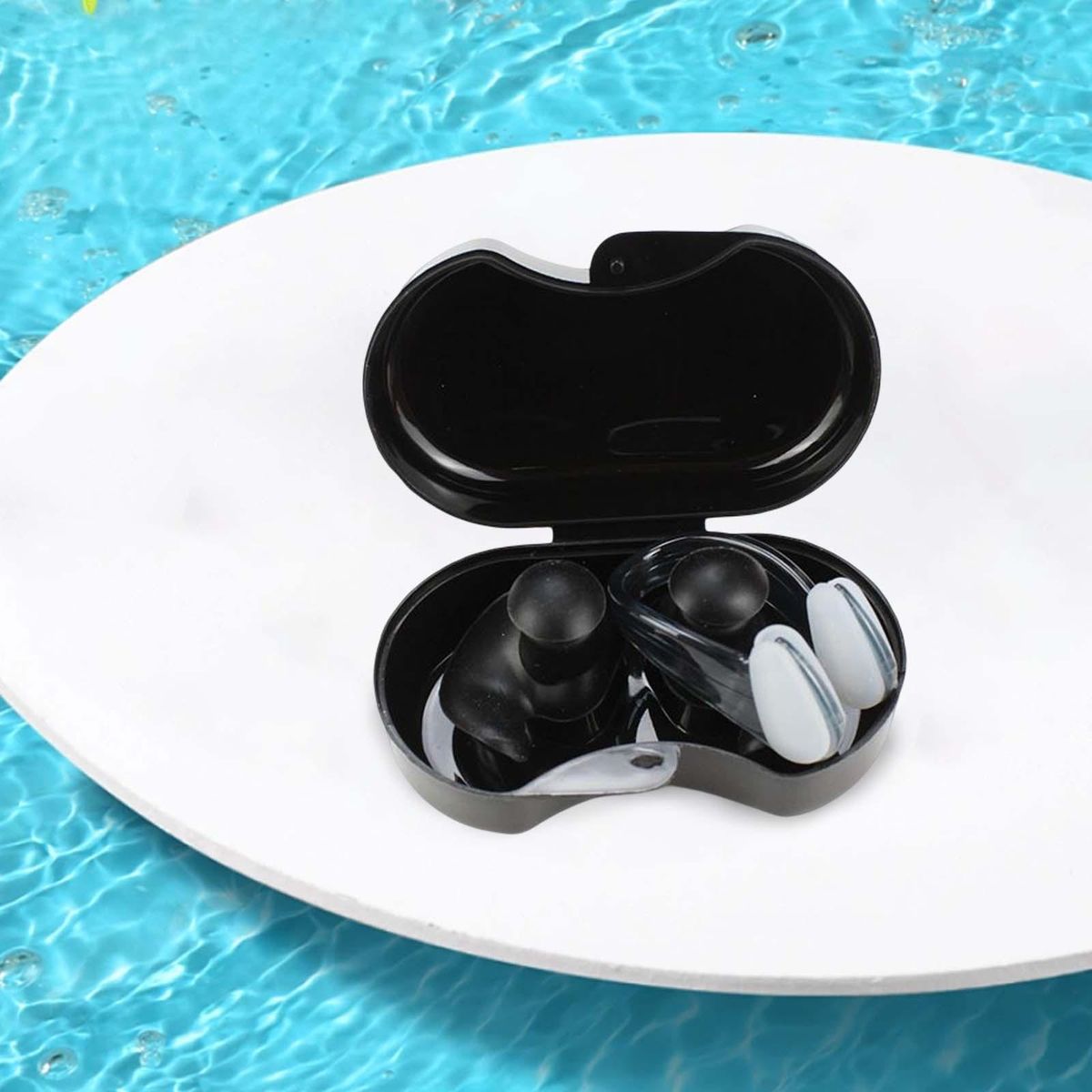 Swimming Ear Plug And Nose Clip Silicone Earplugs Black