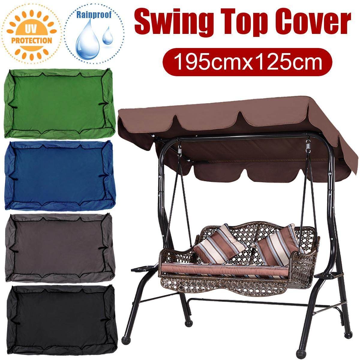 195*125cm Waterproof Swings Top Cover Replacement Canopy Chair UV Protection 2-3 Person Outdoor Patio Army Green