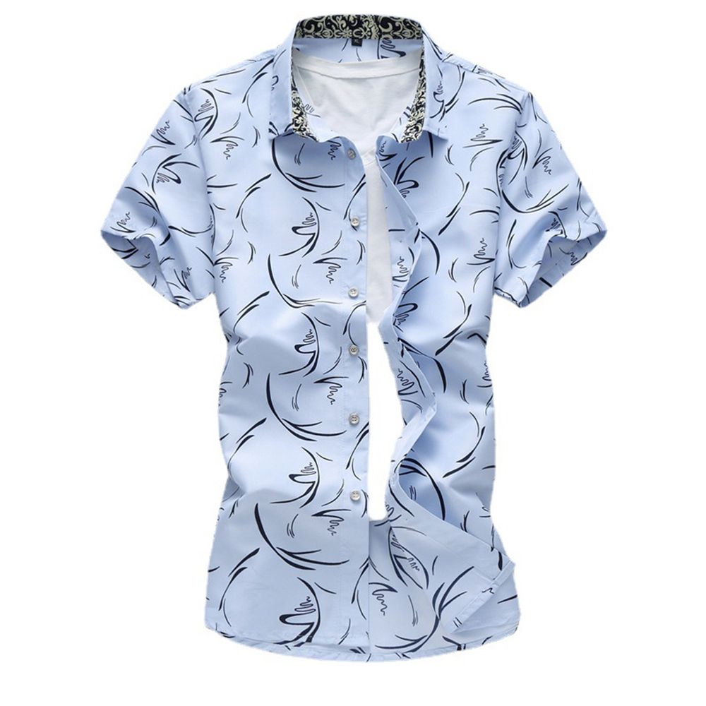 （E01-ZY00967）2023 Beach Rest Harajuku Shirt Hawaiian Artificial Short Sleeve