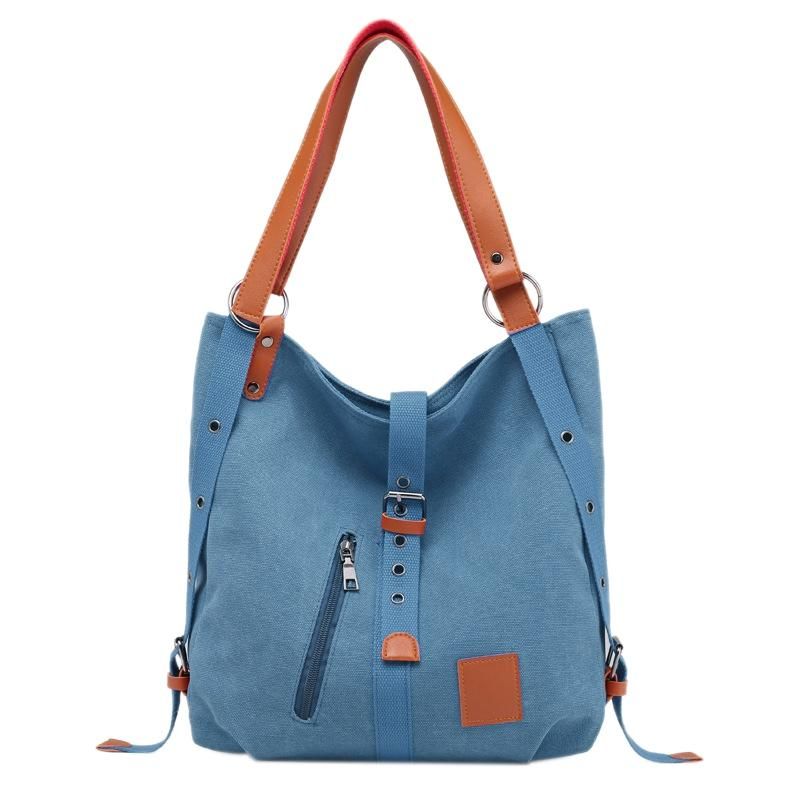 Mummy Bag Backpack Capacity Canvas Shoulder Blue