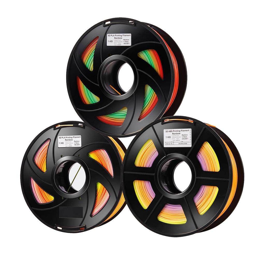 1.75mm PLA Raindow Gradient Filament For 3D Printer 1KG/Roll 0.4mm Nozzle 1pcs