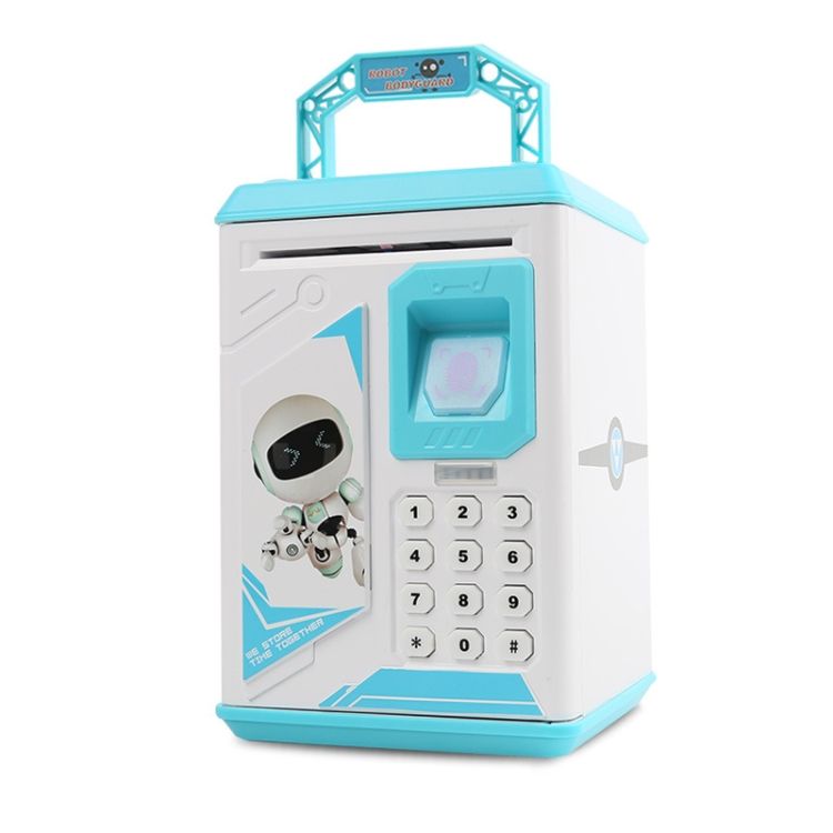 Fingerprint Piggy Bank, Specification:Battery (Blue)