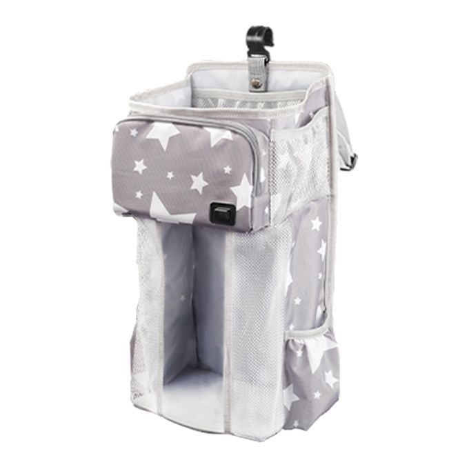 Crib Hanging Bag USB Baby Wipe Warmer Non-Slip Classified Grey Stars