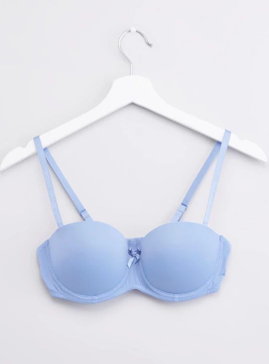 Bow Detail Balconette Bra- Blue