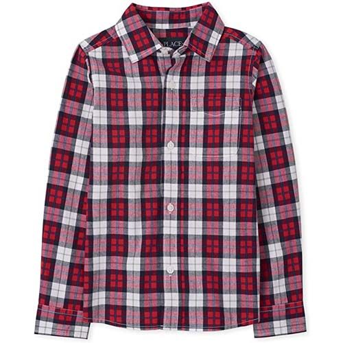 Boys Long Sleeves Plaid Button Down Shirts