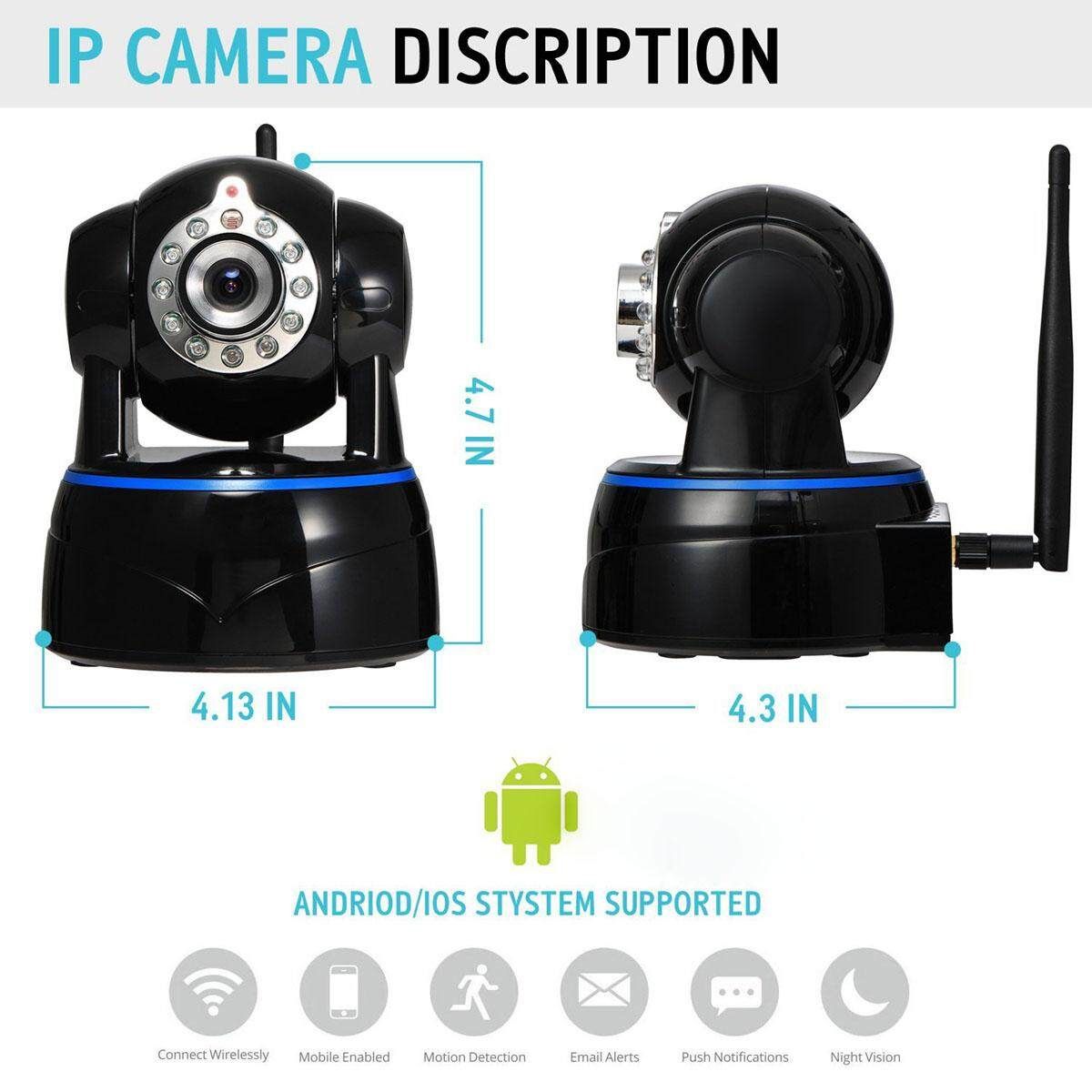 Camera, Uokoo 1080p WiFi Security Camera Built-in Microphone, Pan/Tilt With 2-Way Audio, Night Vision, Baby Video Nanny Cam, Motion Wireless Webcam (Black-1080P)