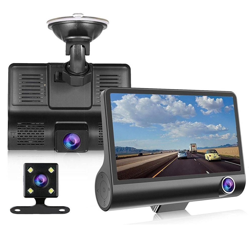 Car DVR 3 Cameras Full HD 1080P Dual Lens Car DVR Camera 4.0 inch LCD Screen with 170 Degree Rear View
