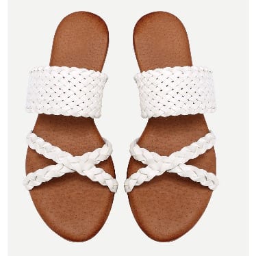 White Cross Straps Flat Sandals