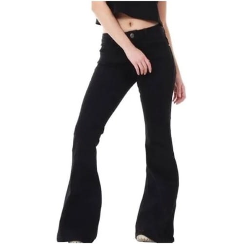 Ladies High Waist Bell Bottom Jeans - Black